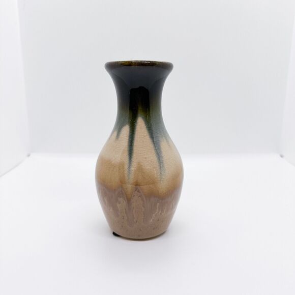 Handmade Vase Pottery Drip Glaze Crackle Natural Small Bud Art Studio Ocean - Picture 2 of 8